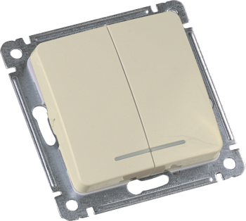 Hegel Мастер внутр Слоновая кость ВС10-452-01 Выключатель 2-клавишный, с индикацией, механизм