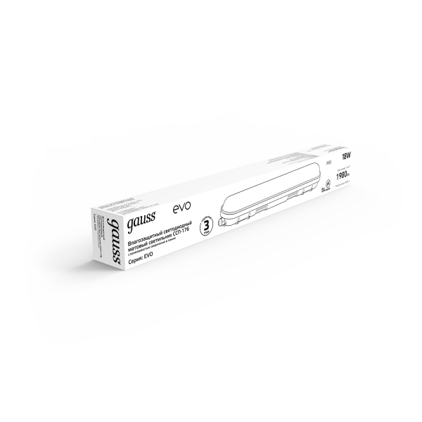 Купить Gauss Светильник линейный СПП-176 EVO 18W 1980lm 6500K 200-240V IP65 600*76*66мм соед в лин LED 864424318