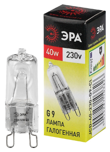 ЭРА Лампочка галогенная G9-JCD-40-230V-CL G9 40Вт капсула теплый белый свет LM