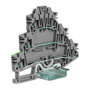 DKC HDE.2/GR(Ex) пружинный зажим трех-уровневый c заземлением на нижнем уровне 2,5 кв.мм, серый