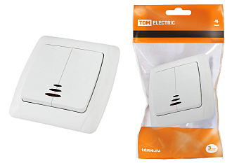 TDM Выключатель 2 кл. с подсветкой 10А белый "Онега" SQ1805-0005