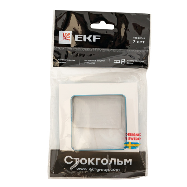 Купить EKF PROxima Стокгольм Белый Линия синяя Рамка 1-ая