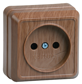IEK OKTAVA РС20-2-ОД Розетка 1местн. без з/к 10А откр.уст. (дуб)