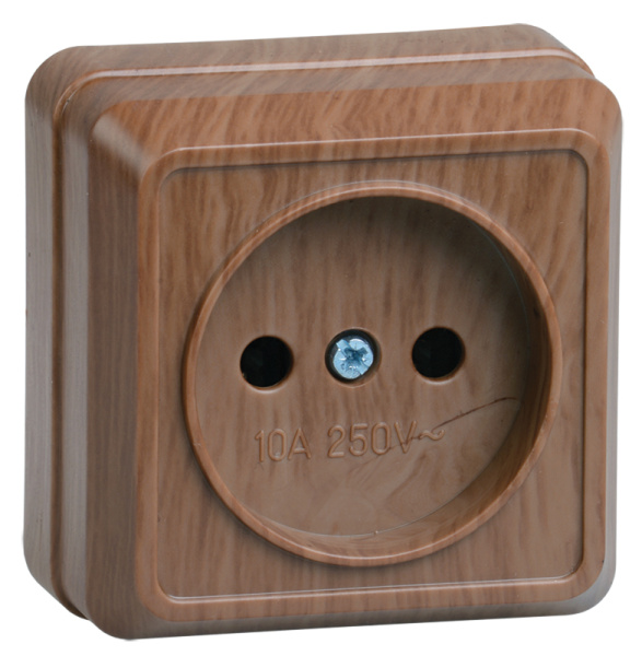 IEK OKTAVA РС20-2-ОД Розетка 1местн. без з/к 10А откр.уст. (дуб)