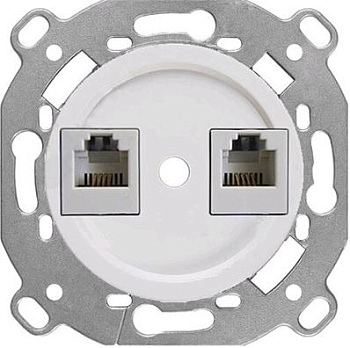 BIRONI Шедель Пластик Белый Розетка RJ45 + RJ11 (скрытый монтаж) B3-303-21