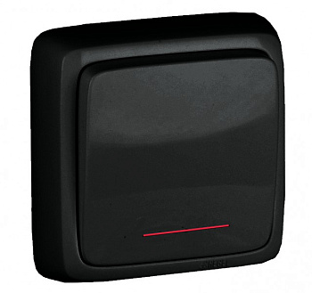 HEGEL Черный ВА10-164-08 Переключатель открытой установки, одноклавишный, с индикацией, с изолирующей пластиной