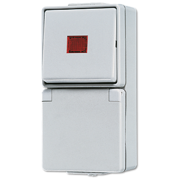 JUNG Штепсельная розетка SCHUKO для накладного монтажа с контрольным выключателем IP44 676KOW