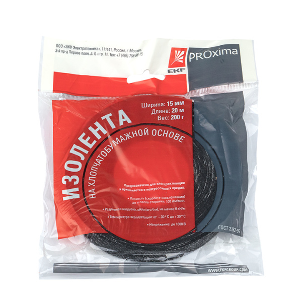 Купить EKF PROxima Изолента ХБ 1-ПОЛ 15мм/20м (200г)