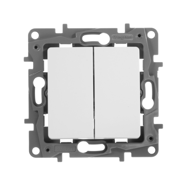 Купить Legrand Etika Белый Переключатель 2-клавишный, 10А, Автоматические клеммы 672212