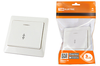 TDM Выключатель 1 кл. на 2 направления с подсветкой 10А белый "Ильмень" SQ1823-0006