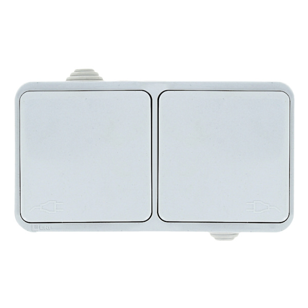 Купить EKF PROxima Блок розетка-розетка 16А с/з с крышкой IP44 белая Прага EKRR16-050-10-440