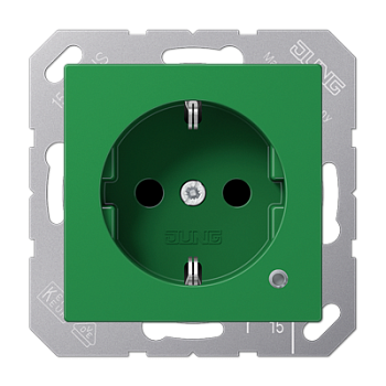 JUNG SCHUKO-розетка с индикацией, зелёный ABA1520BFKOGN