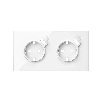 Simon 100 Белый глянец Кит 2 поста, фронт. Накладка на 2 розетки Schuko с з/у USB SC 10020211-130