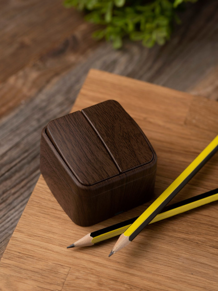 Купить EKF Basic Минск Темное дерево Выключатель 2-кл, 10А, ОП