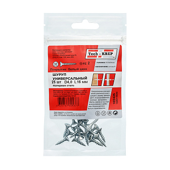 Tech-Krep Саморез ШУц 4,0х16 пот. гол. (25 шт) - пакет 102425