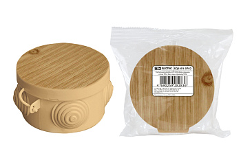 TDM Распаячная коробка ОП D85х40мм, крышка, "ЭКО" (сосна), IP54, 4вх.  инд. штрихкод SQ1401-0702