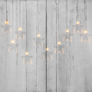 NEON-NIGHT Гирлянда светодиодная «Звезды» 1,5х0,6 м, прозрачный провод, теплый белый свет свечения 303-030