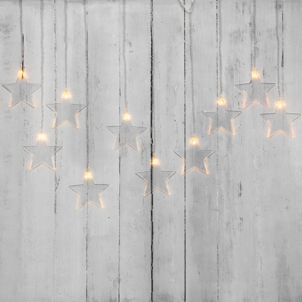 NEON-NIGHT Гирлянда светодиодная «Звезды» 1,5х0,6 м, прозрачный провод, теплый белый свет свечения 303-030