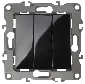 ЭРА 12-1107-06 Выключатель тройной, 10АХ-250В, IP20, 12, Чёрный