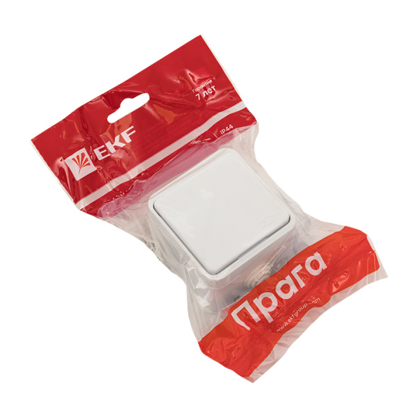 Купить EKF PROxima Прага Розетка 1-местная 16А с заземлением с крышкой IP44 белая