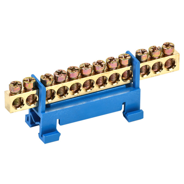 Шина «N» нулевая с синим изолятором тип «Стойка» на DIN-рейку 6x9 мм 12 групп Rexant 11-2355