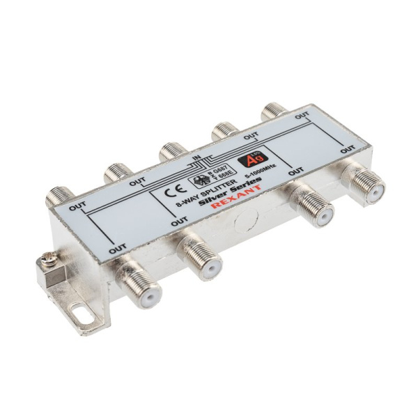 Делитель ТВ х 8 + 9шт. F "BOX" 5-1000 МГц "Silver" Rexant 05-6105