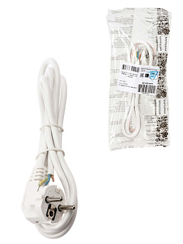 TDM Шнур сетевой с вилкой ПВСмб 3x0,75мм2 1,5м с/з белый Народный SQ1305-0575