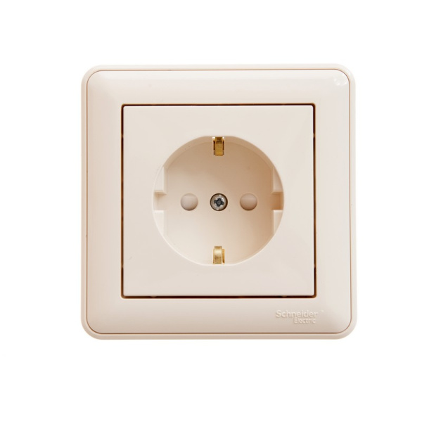 Systeme Electric Wessen 59 Беж Розетка с/з с защитными шторками (в сборе, с рамкой)