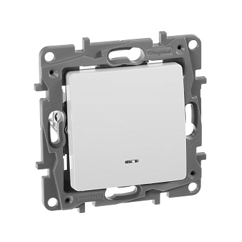 Legrand Etika Белый Выключатель 1-клавишный с подсветкой, 10А, Винтовые клеммы 672203