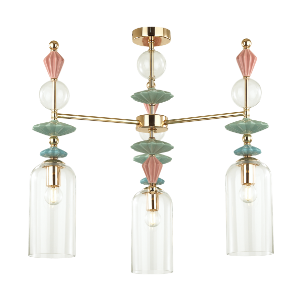 Купить Odeon Light 4855/3C CLASSIC ODL_EX21 золото/раноцветн./керамика/стекло Люстра потолочная E14 3*40W BIZET