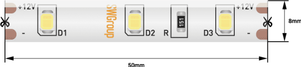 SWG Лента светодиодная стандарт 2835, 60 LED/м, 4,8 Вт/м, 12В , IP65, Цвет: Теплый белый SWG260-12-4.8-WW-65