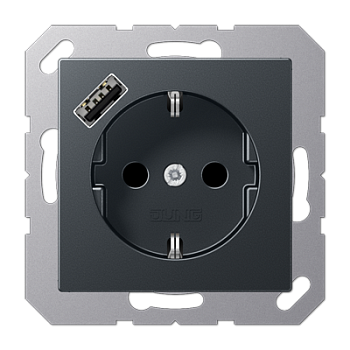 JUNG SCHUKO Матовый антрацит с USB-зарядным устройством, тип А; термопласт A1520-18AANM