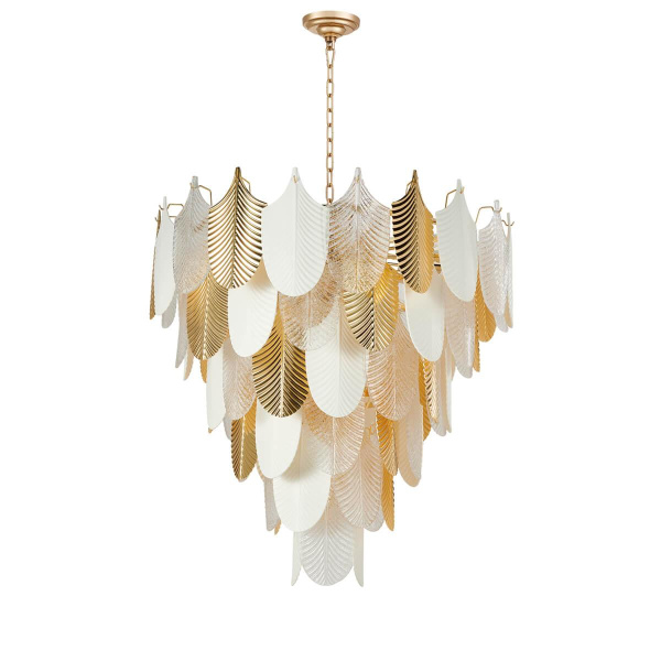 Купить Favourite 2619-37P подвесная люстра Каркас золотого цвета, декоративные элементы из белого фарфора, полупрозрачного стекла и золотого металла