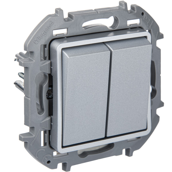 Купить Legrand INSPIRIA Алюминий Переключатель двухклавишный 10 AX - 250 В 673657
