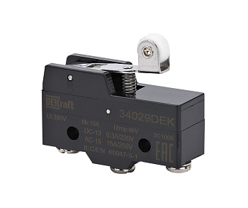 Dekraft Миниатюрный конц. вык. 1НО1НЗ шарнирного короткого рычажного типа с роликом