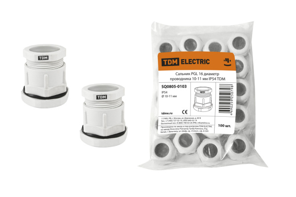TDM Сальник PGL 16 диаметр проводника 10-11 мм IP54 SQ0805-0103