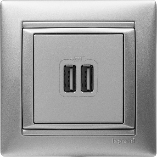 Купить Legrand Valena Алюминий Розетка 2-ая USB 770270