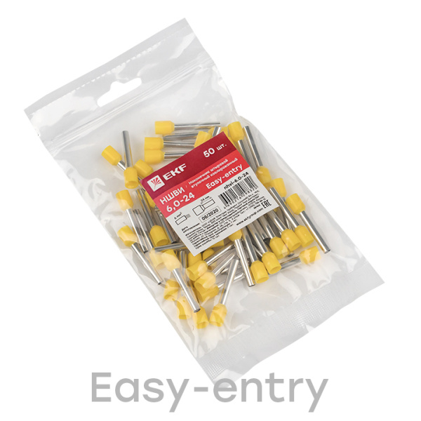 Купить EKF PROxima Наконечник штыревой втулочный изолированный НШвИ 6,0-24 (50шт.)