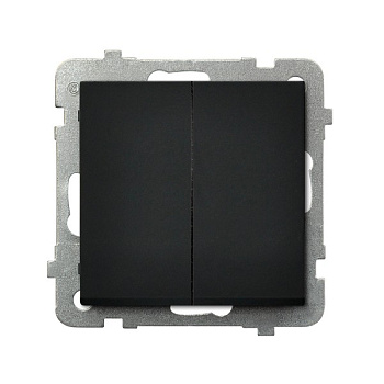 Ospel Sonata Черный металлик Выключатель 2-клавишный, без рамки ŁP-2R/m/33