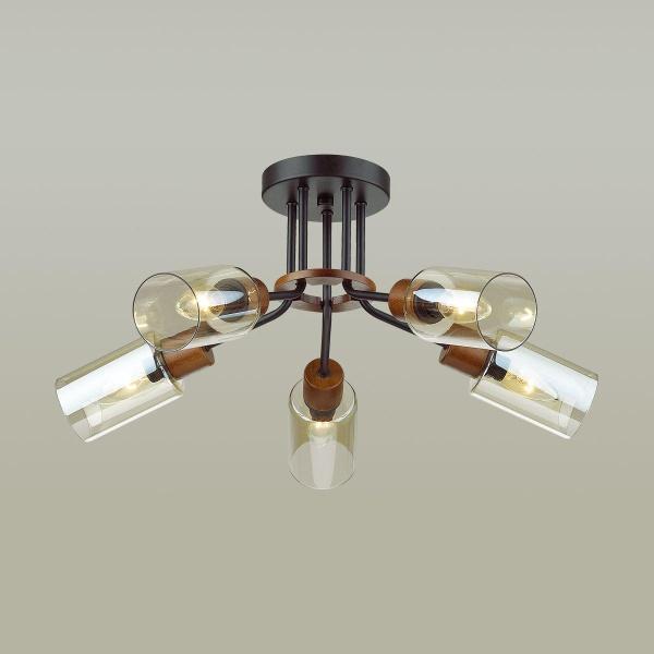 Купить Lumion 4492/5C COUNTY LN21 203 черный, дерево Люстра потолочная E14 5*60W 220V FERN