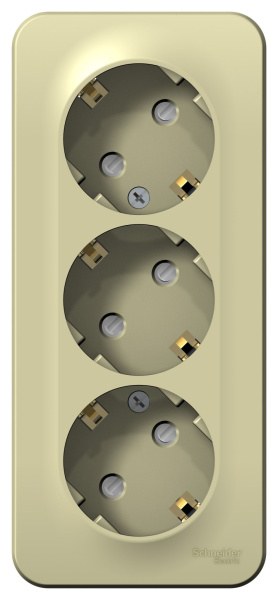 Купить Systeme Electric Blanca наруж Беж Розетка 3-ая с/з со шторками, изолир. пластина 16А, 250В
