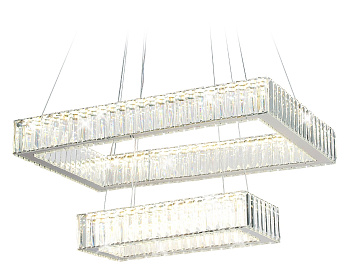 Ambrella Подвесная светодиодная люстра с хрусталем TR5005/2 CH/CL хром/прозрачный 90W 3000K/4200K/6400K 600*400*950 (Без ПДУ)
