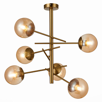 Evoluce SLE1099-312-06 Люстра потолочная Латунь/Коньячный E27 6*60W