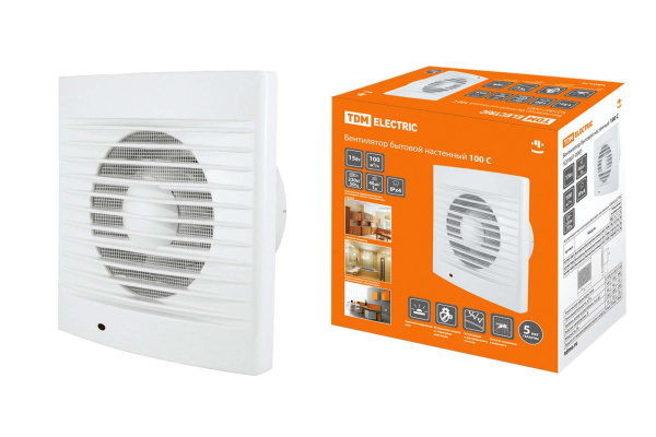 TDM Вентилятор бытовой настенный 100 С SQ1807-0001