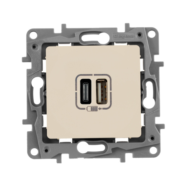 Legrand ETIKA Слоновая кость Зарядка USB А-C 672336