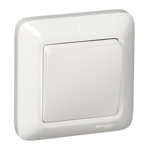 SE Wessen Прима внутр Бел Выключатель с самовозвратом 1-клавишный 6А (в сборе) (опт.упак.) VS16-119-B