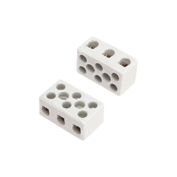 Клемма керамическая винтовая КВ 10 мм² 3 пары контактов с крепежным отверстием (84 шт./уп.) Rexant 07-6226