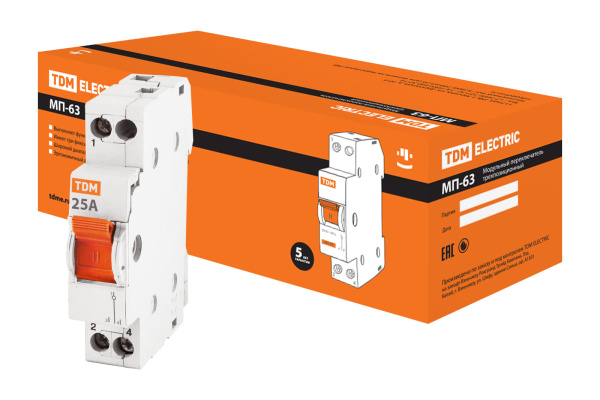 TDM Модульный переключатель трехпозиционный МП-63 1P 25А SQ0224-0005