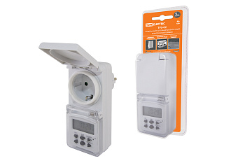 TDM Таймер розеточный ТРЭ-02-1мин/7дн-10on/off-8А-IP44 (недельный, защита от влаги) SQ1506-0005