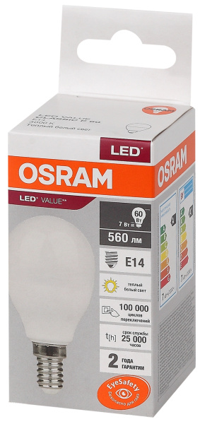 Купить Osram LVCLP60 7SW/830 230V E14 10X1 4058075579620